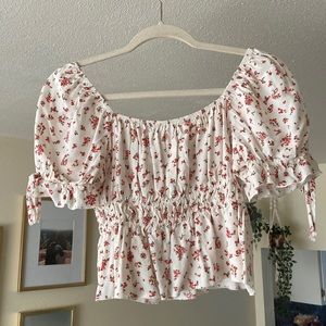 floral puffy sleeves blouse